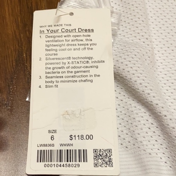NWT lululemon in your court white dress - Picture 6 of 6